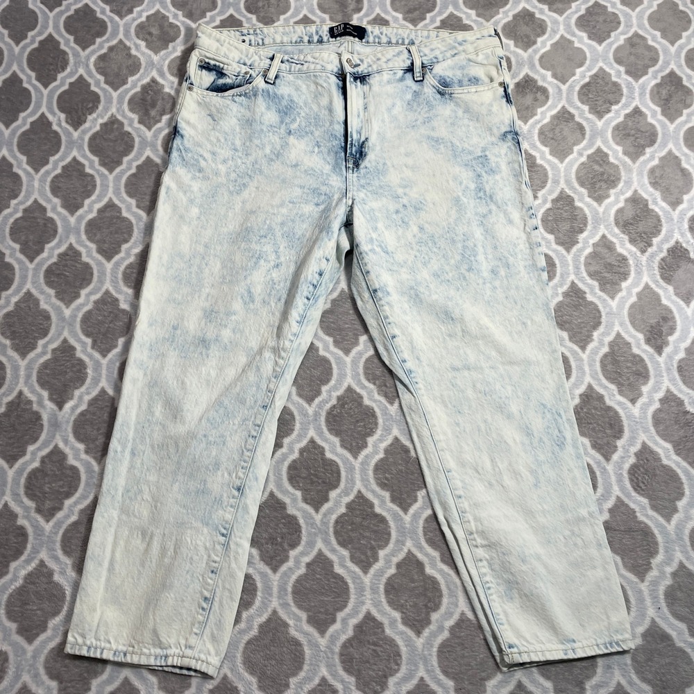 Gap Boyfriend Jeans Women 18/34R Light Blue Acid Wash Straight Leg Denim
